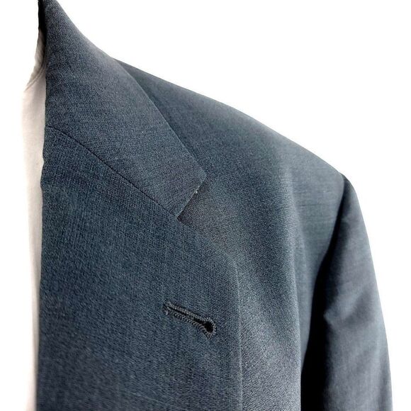 Hugo Boss Einstein Wool 3 Button Blazer 48L Gray Blue Basket Weave - Picture 2 of 14